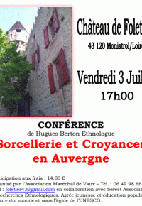 Conférence Sorcellerie et croyances en Auvergne