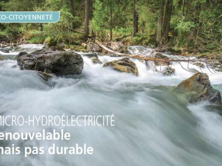 Micro-hydroélectricité, renouvelable mais pas durable.
