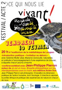 Une soirée poétique et philosophique autour du   Regards sur la biodiversité locale