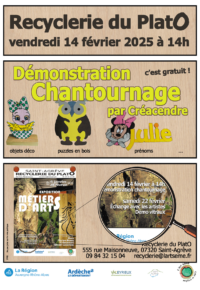 Démonstration de chantournage à la Recyclerie du PlatO ( Saint-Agrève)