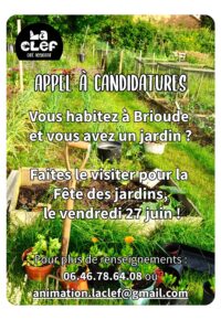 Appel à candidature fête des jardins !