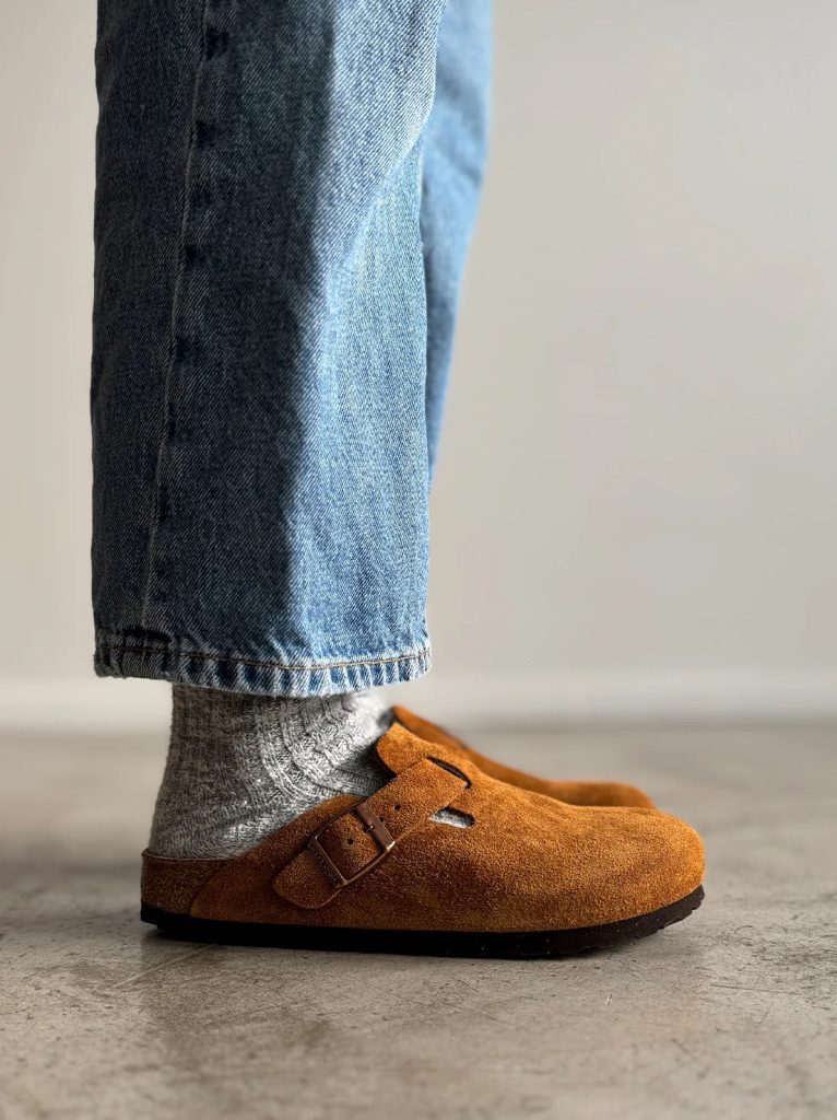 birkenstock boston cuir suédé marron