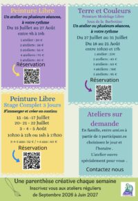 Atelier Peinture libre – Une ou plusieurs séances au choix