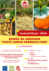 Soirée du Hérisson « Visite d&rsquo;un jardin inspiré de la permaculture »